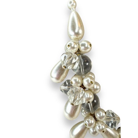 Vintage Large Chunky Statement Lucite Faux Pearl Cluster Necklace 24” - Picture 4 of 13